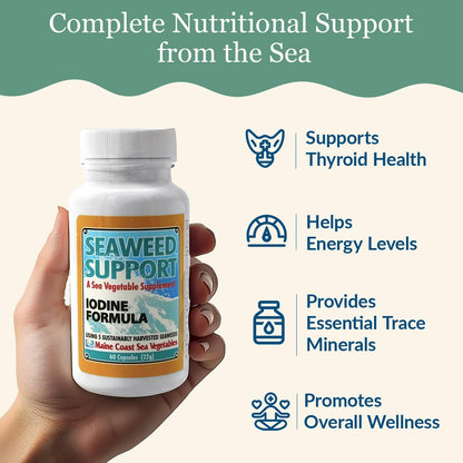 Maine Coast Sea Vegetables Seaweed Support Iodine Formula – Organic Seaweed Blend – 60 Capsules