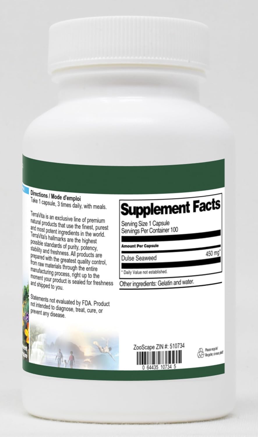 Terravita Organic Dulse Seaweed Capsules, 450 mg (100 Capsules) - görsel 2