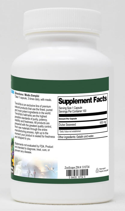 Terravita Organic Dulse Seaweed Capsules, 450 mg (100 Capsules)