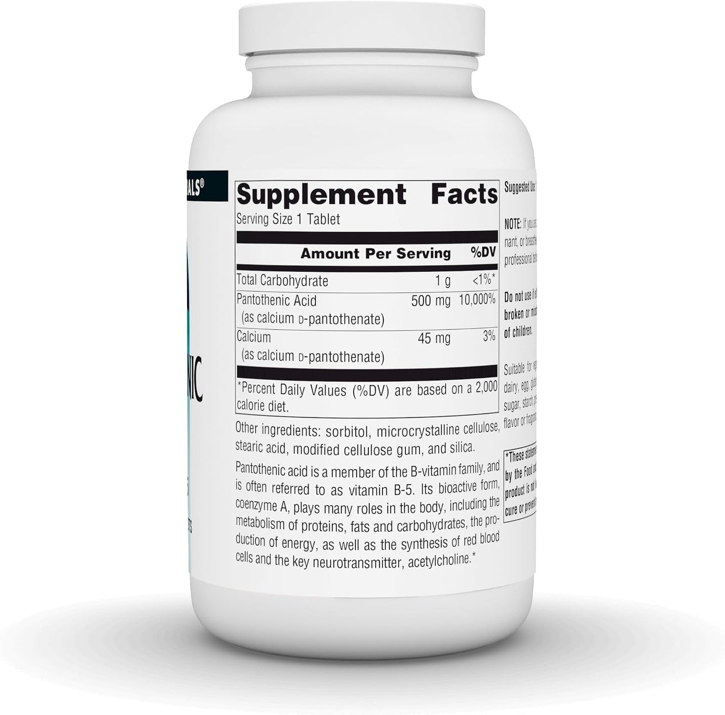 Source Naturals Pantothenic Acid 500mg – Vitamin B-5 Supplement, 200 Vegetarian Tablets - görsel 3