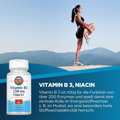 Kal 250 mg Niacin Tablets, 100 Tablets