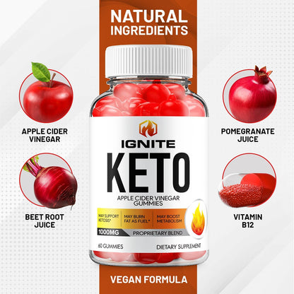 Ignite Keto ACV Gummies - Advanced Formula Keto Plus ACV Food Supplement (60 Gummies)
