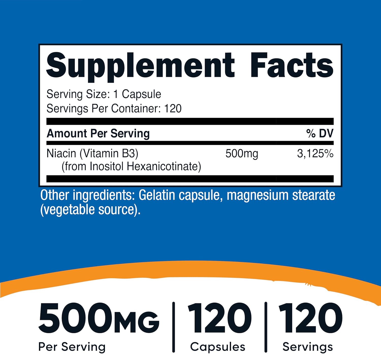 Nutricost Niacin (Flush-Free) Inositol Hexanicotinate 500mg, 120 Capsules - görsel 2