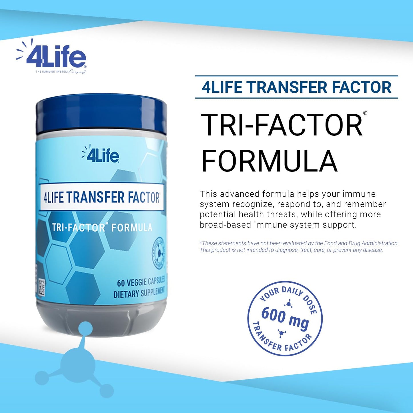 4Life Transfer Factor Tri Factor Formula - Immune Support Supplement with Bioactive Peptides - 60 Veggie Capsules - görsel 3