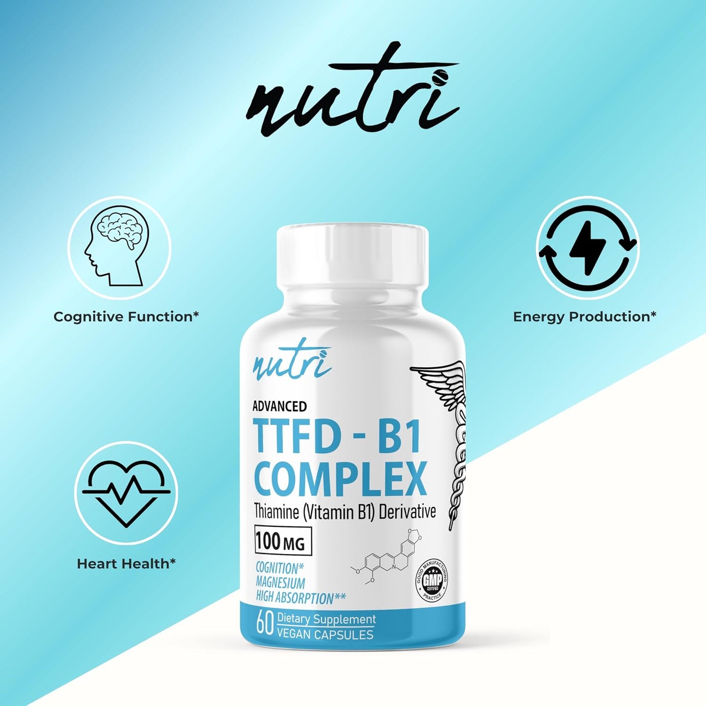 Nature's Fusions TTFD Thiamine B1 Supplement - 100mg with Magnesium, 60 Capsules - görsel 6