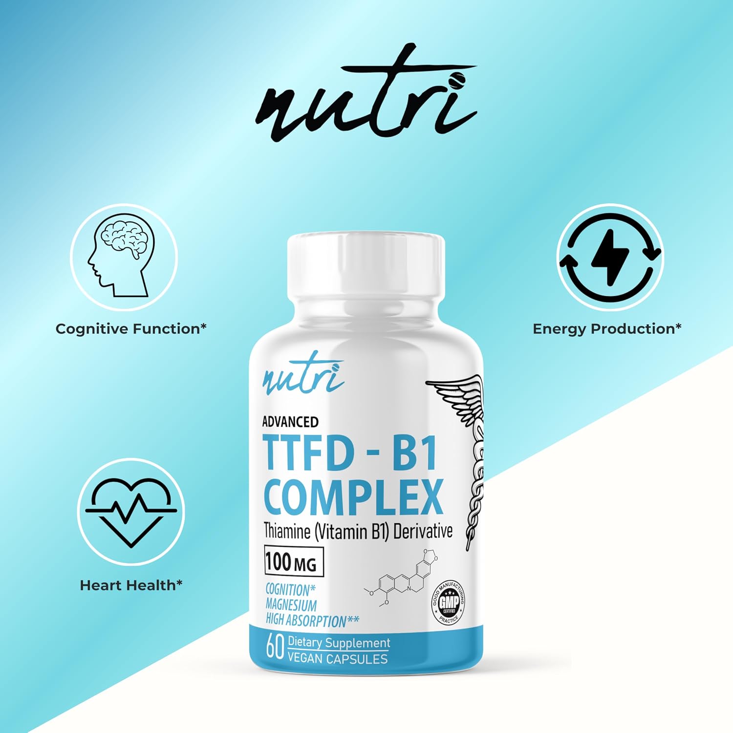 Nature's Fusions TTFD Thiamine B1 Supplement - 100mg with Magnesium, 60 Capsules - görsel 6