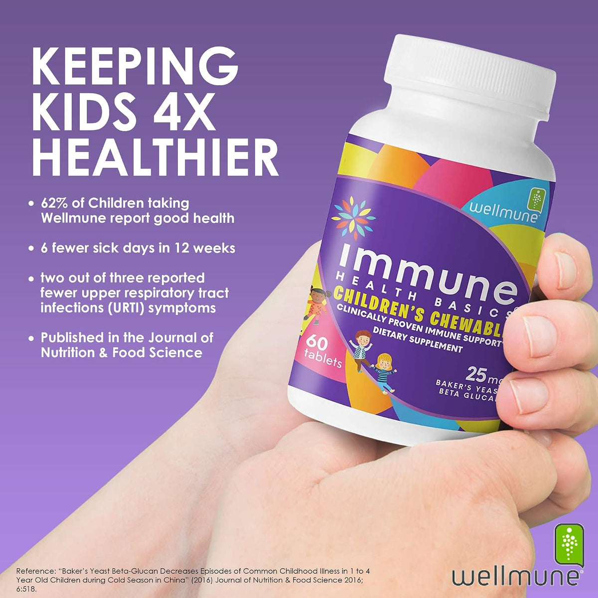 Immune Health Basics Children's Chewable Beta Glucan Immunity Supplement - Wellmune - Natural Orange Flavour - görsel 4