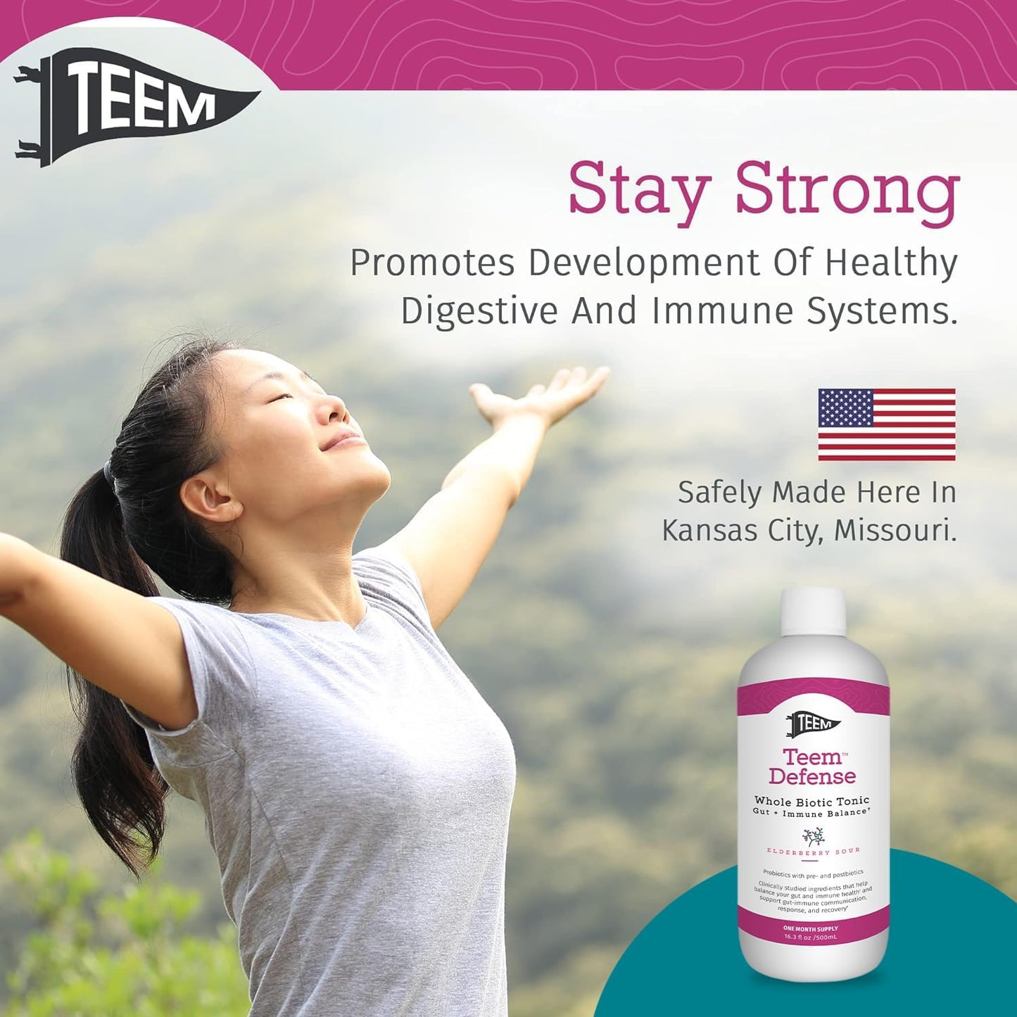 Teem Defence Liquid Probiotic with Elderberry - Whole Biotic Tonic for Digestion & Immunity, 482 ml - görsel 5