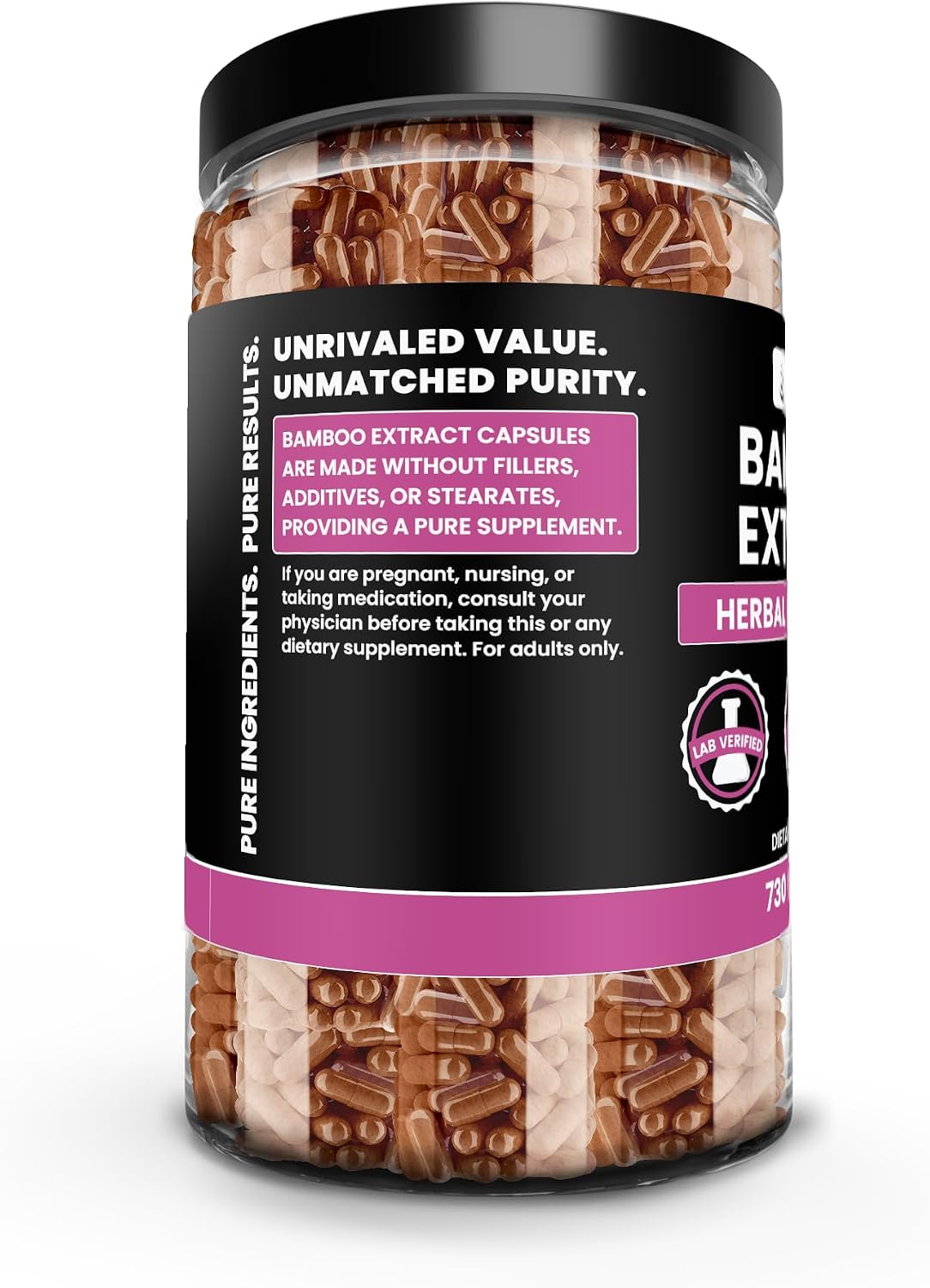 Pure Original Ingredients Bamboo Extract - 730 Capsules, Single Ingredient, No Fillers, Lab Verified - görsel 3