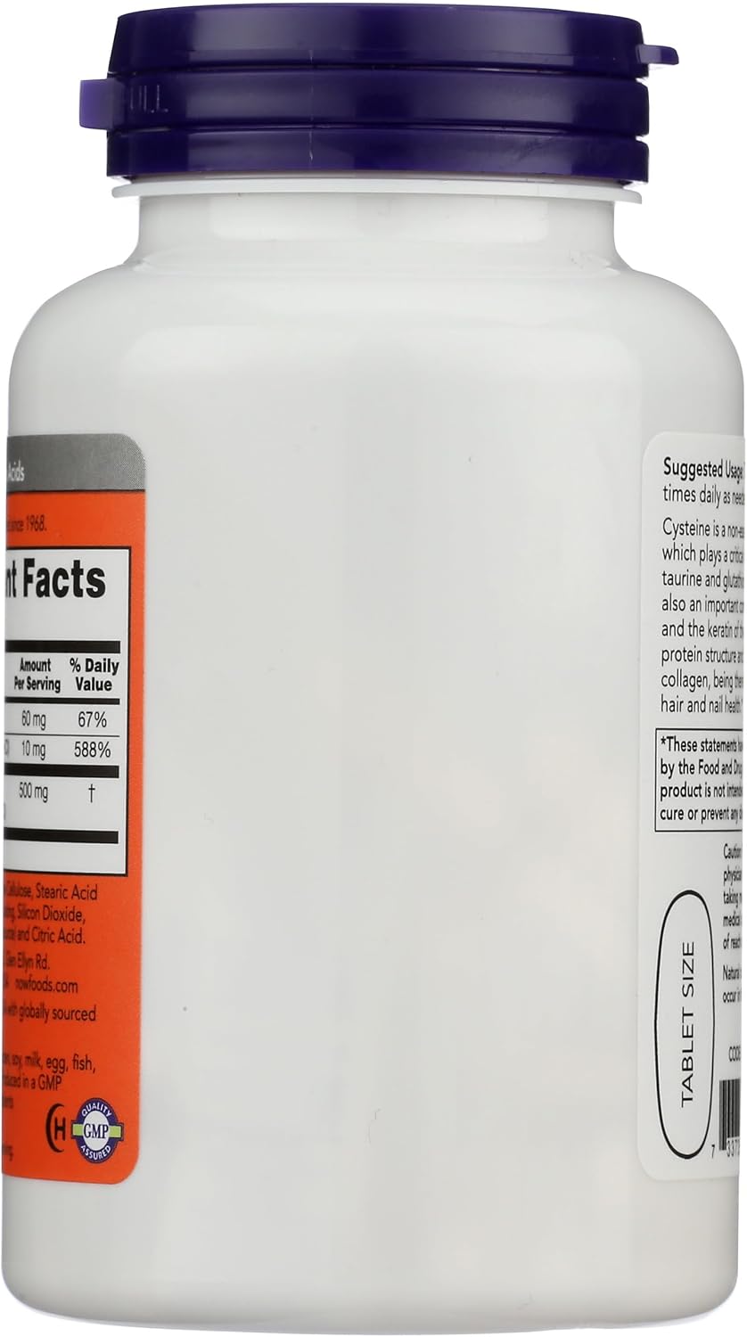 NOW Foods L-Cysteine 500mg, 100 Tablets - görsel 2