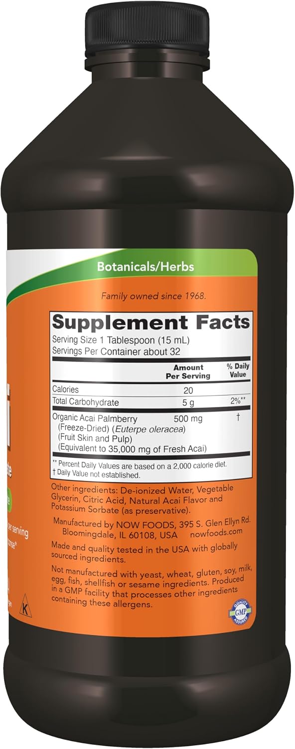 NOW Foods Acai Liquid – Super Fruit Concentrate, 473 ml - görsel 2
