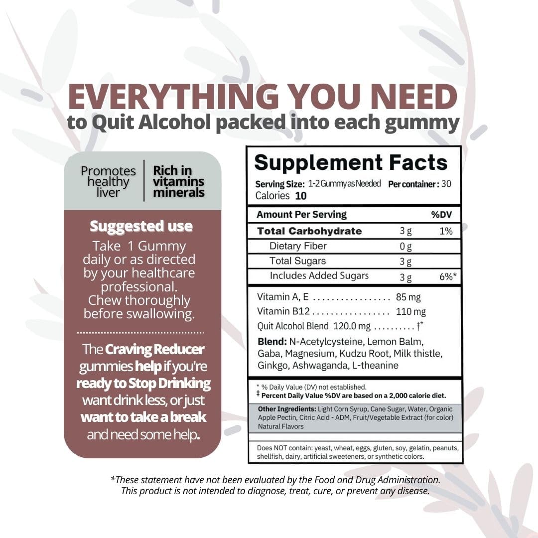 Sober from Alcohol Multivitamin Gummy – Alcohol Craving Relief Supplement with Liver Support, 30-Day Supply - görsel 3