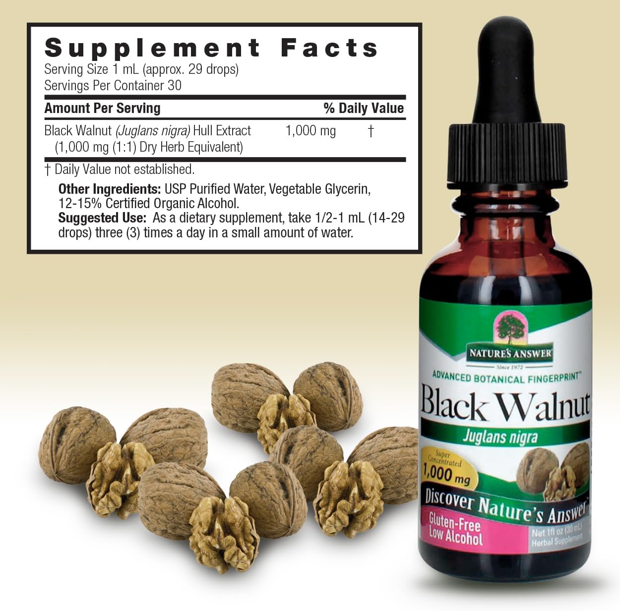Nature's Answer Black Walnut Extract with Organic Alcohol, 1 fl oz - görsel 4
