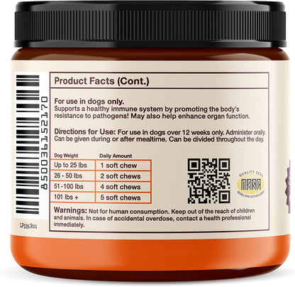 Hemp Well Immune & Gut Support Dog Soft Chews with Functional Mushrooms, 60 Count
