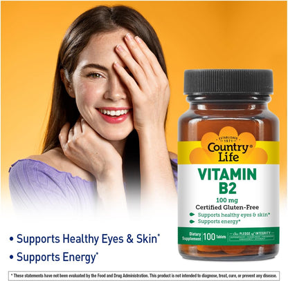 Country Life Vitamin B2 100 mg Riboflavin Supplement