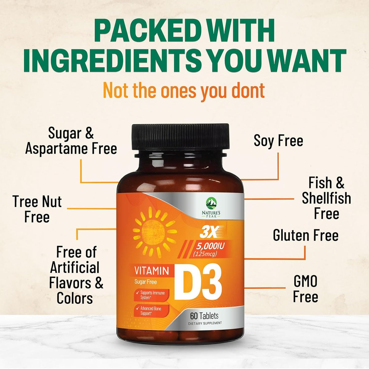 Vitamin D3 5000 IU (125 mcg) Chewable Tablets - Vegan, Gluten-free, Natural Raspberry Flavour - 60 Count - görsel 6