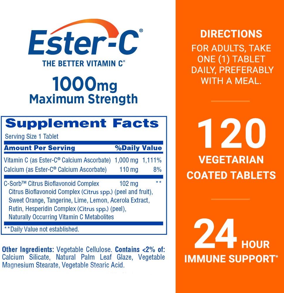 Ester-C Vitamin C 1000 mg Coated Tablets, 120 Tablets - görsel 2