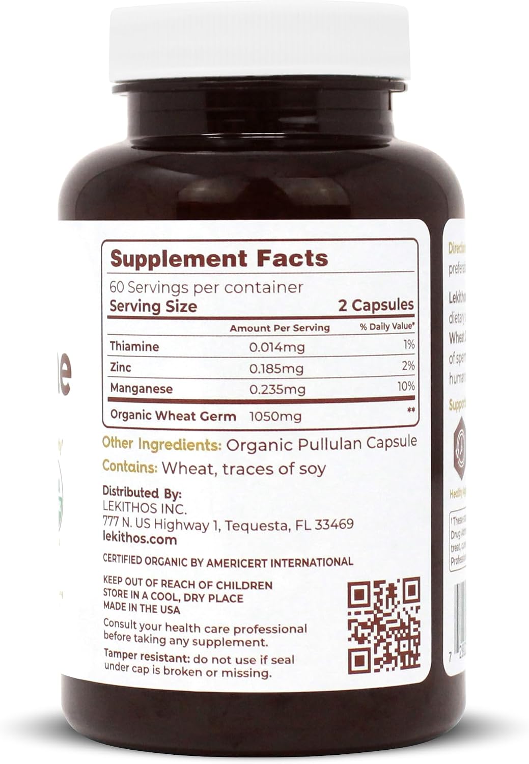 Lekithos Organic Spermidine Capsules | Organic Wheat Germ Extract | Promotes Cell Renewal, Healthy Ageing | Thiamine, Zinc, Manganese | 1050mg Per Serving | Certified Organic, Vegan, Non-GMO | 120 Capsules - görsel 4