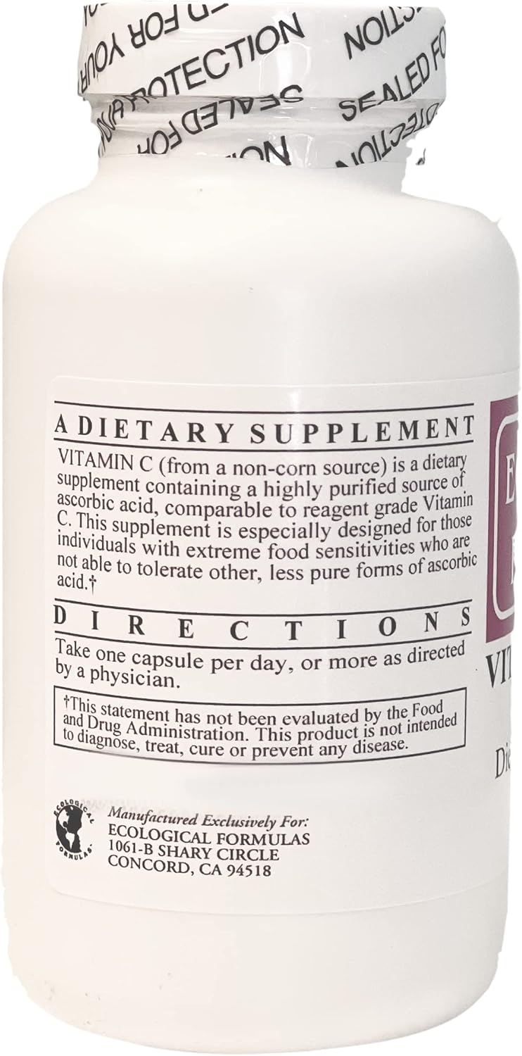 Ecological Formulae Vitamin C from Tapioca for Sensitive Stomachs – 1000 mg Capsules, 3-Pack - görsel 2