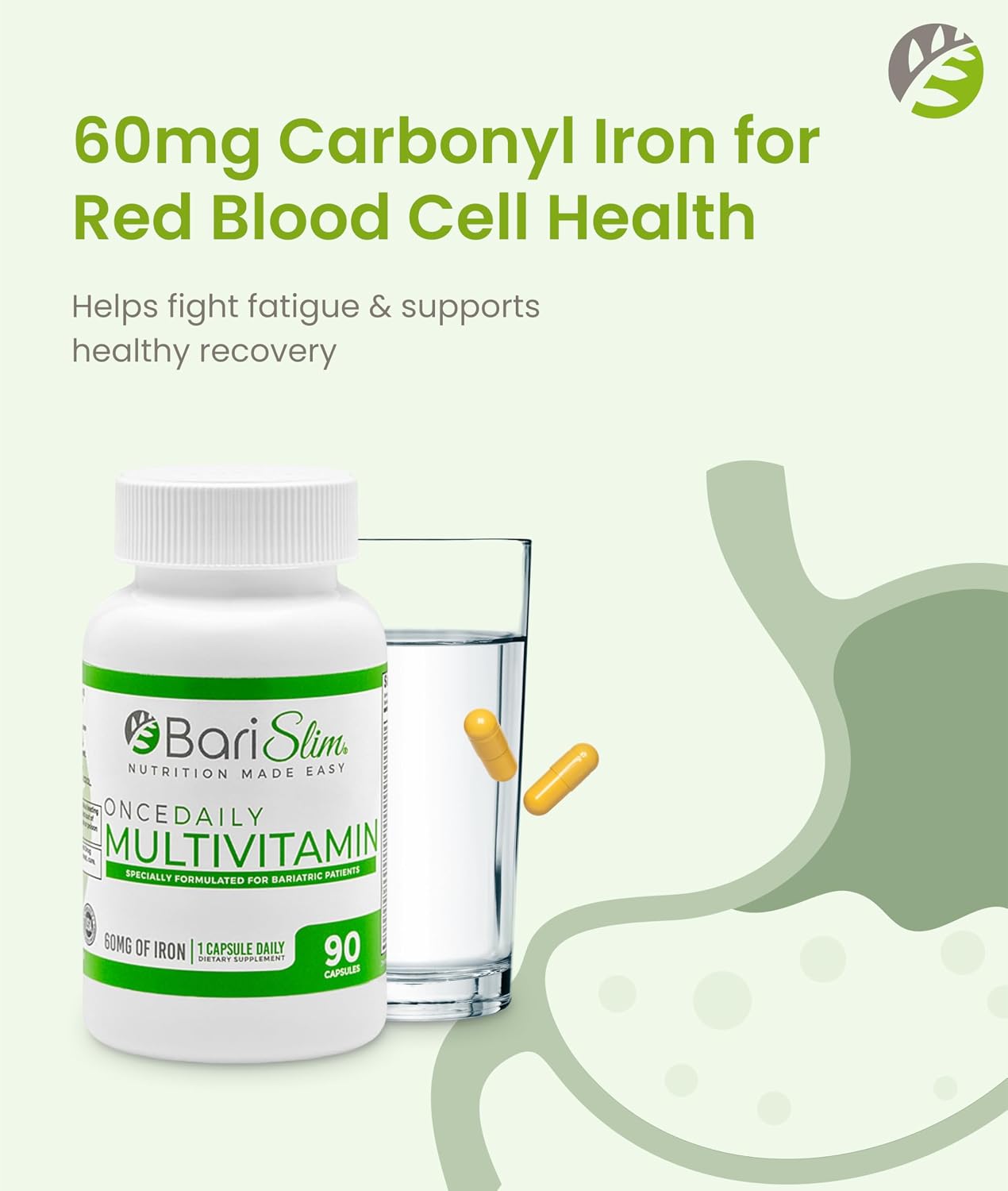 BariSlim Once Daily Bariatric Multivitamin Capsule with 60mg Iron - görsel 4