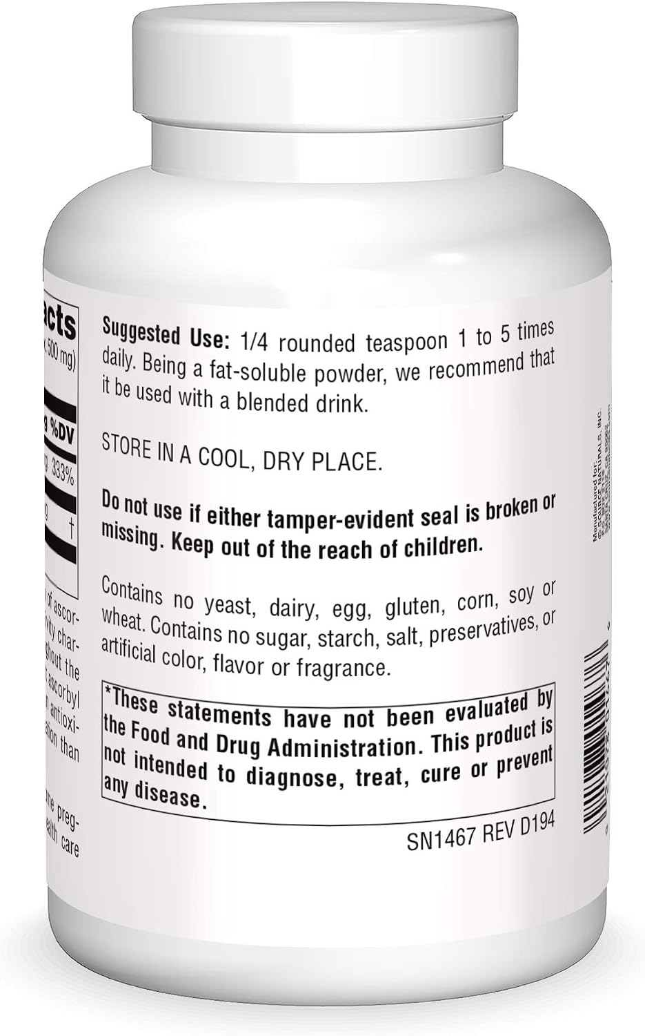Source Naturals Ascorbyl Palmitate – Fat-Soluble Vitamin C, 113 g - görsel 2