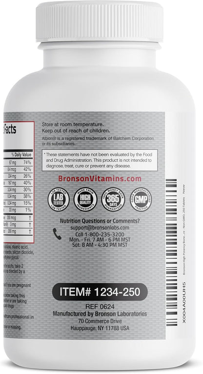 Bronson Bone Health & Strength Complex - High Potency Formula with Vitamin K2 MK-7, Calcium, Magnesium, Vitamin D3, Boron, Cissus Quadrangularis - Non-GMO, 250 Tablets