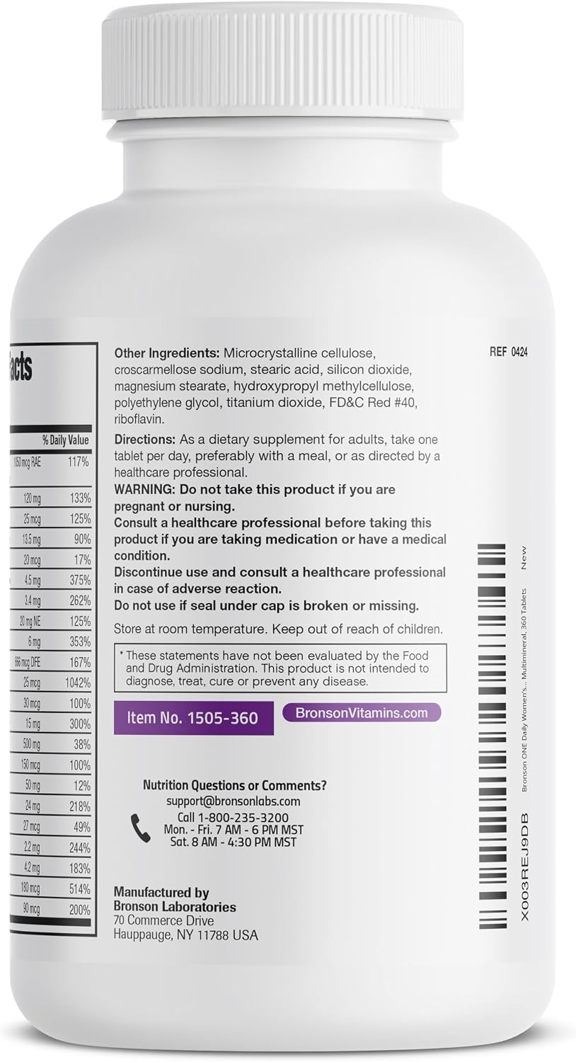 Bronson Once Daily Women’s 50+ Complete Multivitamin and Multimineral, 360 Tablets - görsel 5
