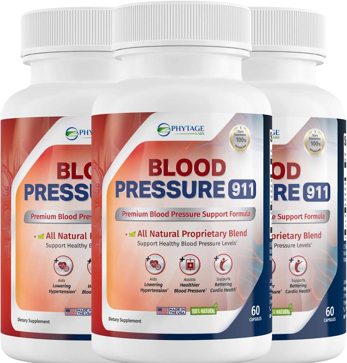 Blood Pressure 911 – Advanced Blood Pressure Support Supplement – All-Natural Formula with Hawthorn Berry, Olive Leaf & Vitamin B12 – Daily Heart & Circulation Support - 3 Pack - görsel 1