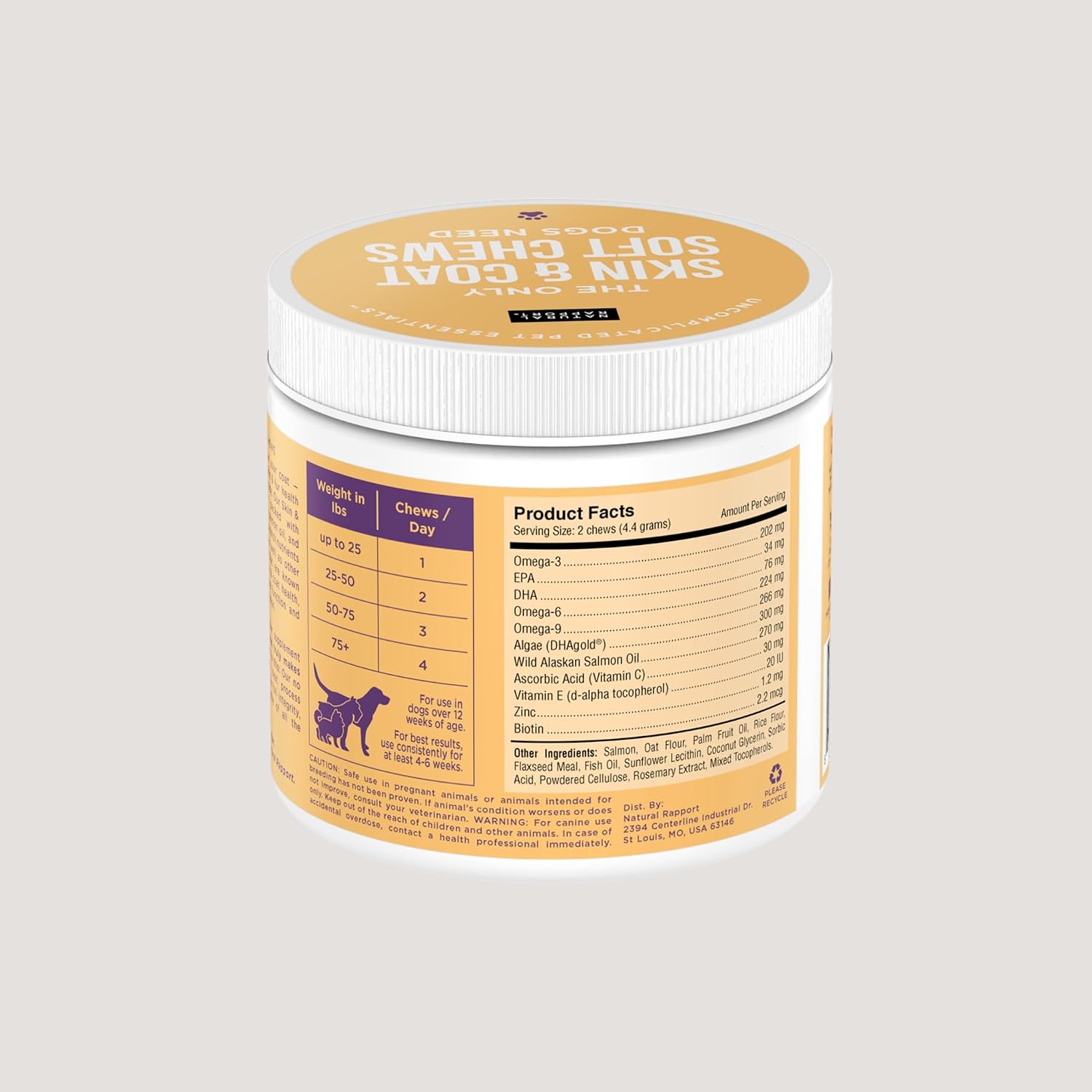 Natural Rapport Dog Skin & Coat Supplement – Salmon Oil Soft Chews, 120ct - görsel 6