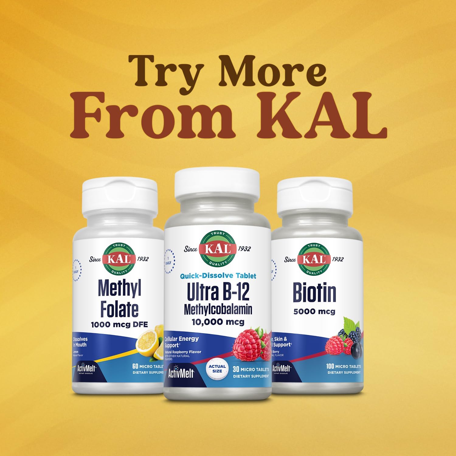 KAL Ultra B12 Methylcobalamin Sublingual Tablets - 10,000 mcg - Natural Raspberry Flavour - 30 Micro Tablets - görsel 6