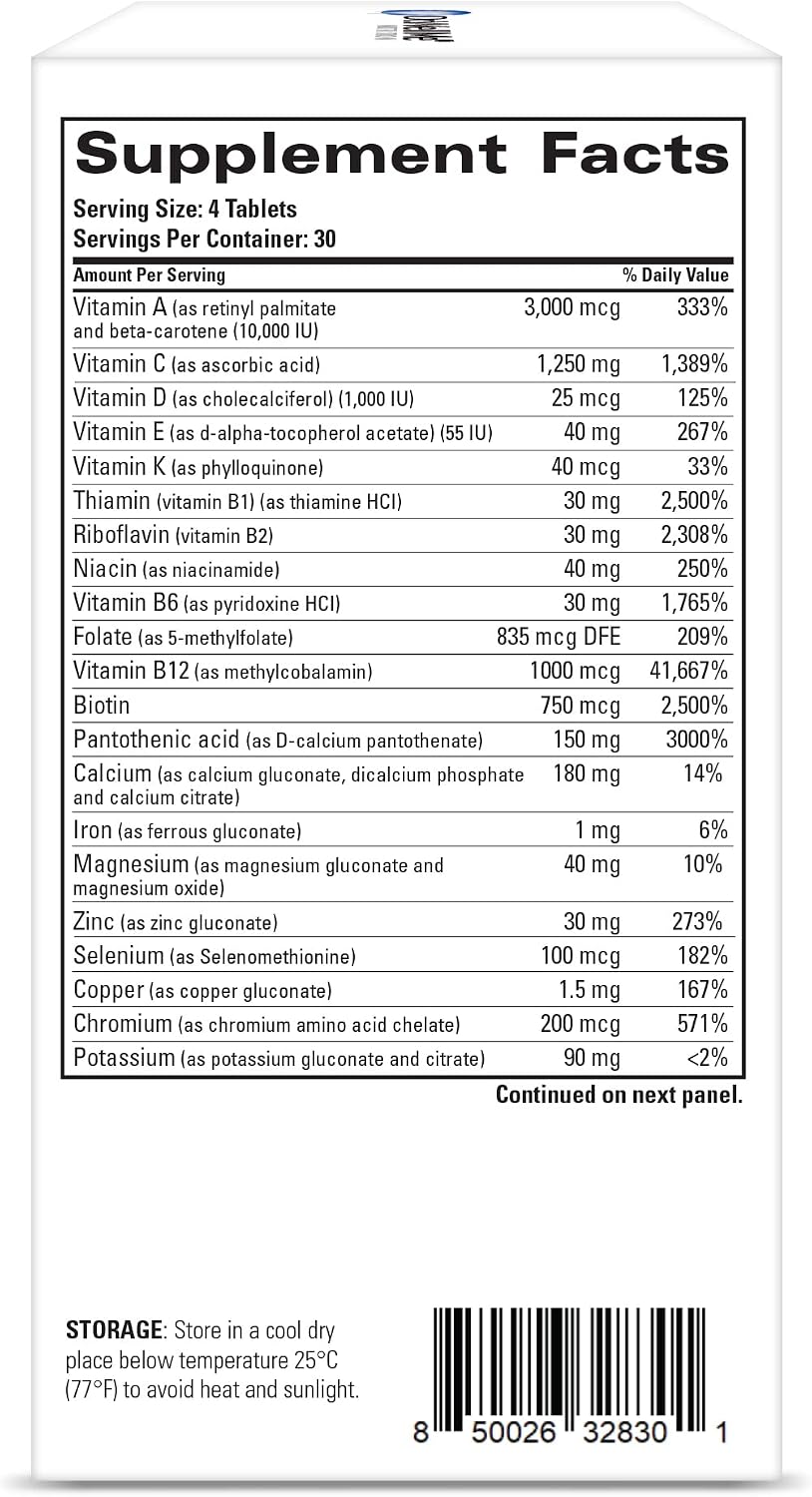 MultiWell Multivitamins for Adults 120 Tablets – High Potency Multivitamin with Whole Foods, Minerals, Antioxidants, Probiotics – Energy, Immune, Heart and Digestive Health - görsel 3