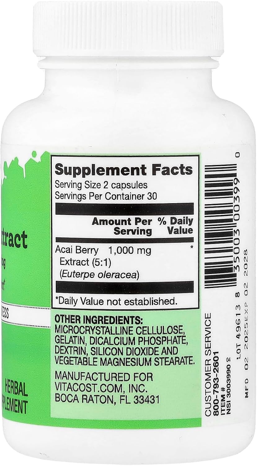 Vitacost Acai Berry Extract, 60 Capsules (500 mg per Capsule) - görsel 2