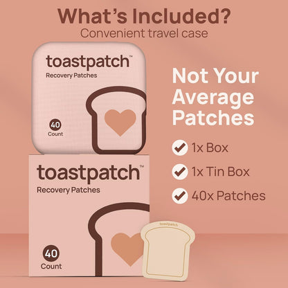 Toastpatch Recovery Patches – 40 Pack – Natural After Party Relief with Vitamins and Herbal Extracts
