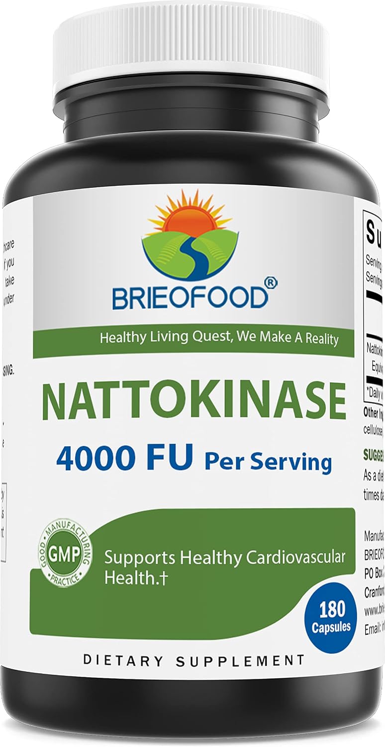 Brieofood Nattokinase 4000 FU - 180 Capsules - Circulatory Health Support - görsel 1