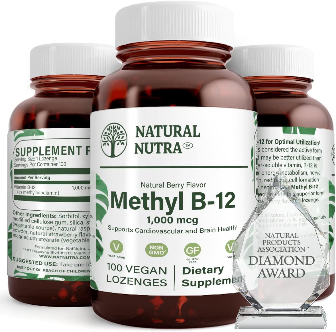 Natural Nutra Vegan Methyl B12 1000mcg Sublingual Lozenges – 100 Count - görsel 1