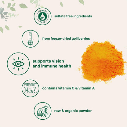 Organic Goji Powder, 454g | 100% Natural Fruit Source | Freeze-Dried Berries | Sulphate & Additive Free | Great Flavour for Drinks, Snacks & Beverages | Non-GMO & Vegan