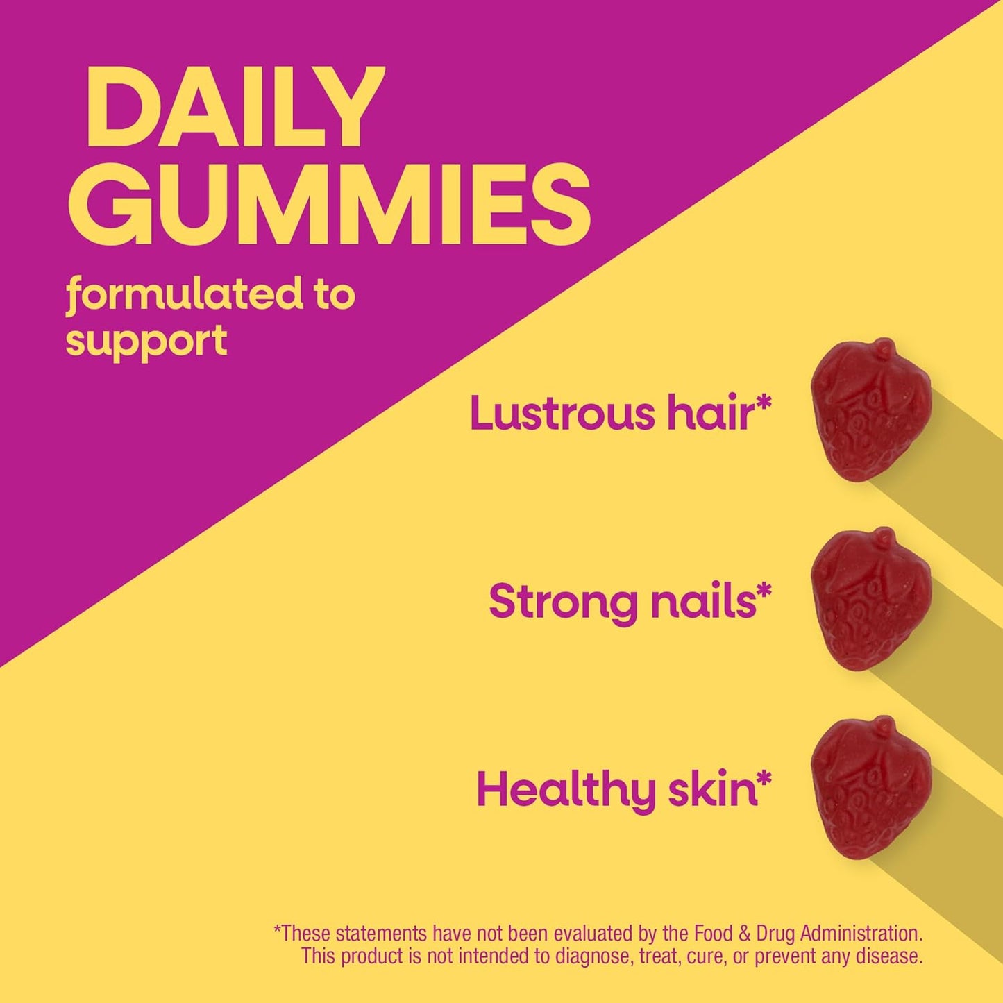 Nature's Way Alive! Premium Hair, Skin & Nails Gummies with Biotin, Collagen, Vitamins C & E, Strawberry, 60 Count - görsel 3