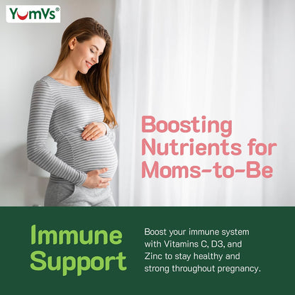 YumVs Prenatal Gummies for Women – with Folic Acid, Iron & Choline – 60 Gummies