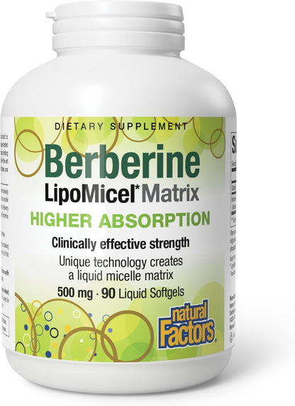Natural Factors Berberine LipoMicel Matrix - 90 Liquid Soft gel capsules