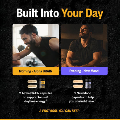 ONNIT Cognitive and Mood Support Bundle: Alpha Brain (90 Caps) & New Mood (60 Caps)