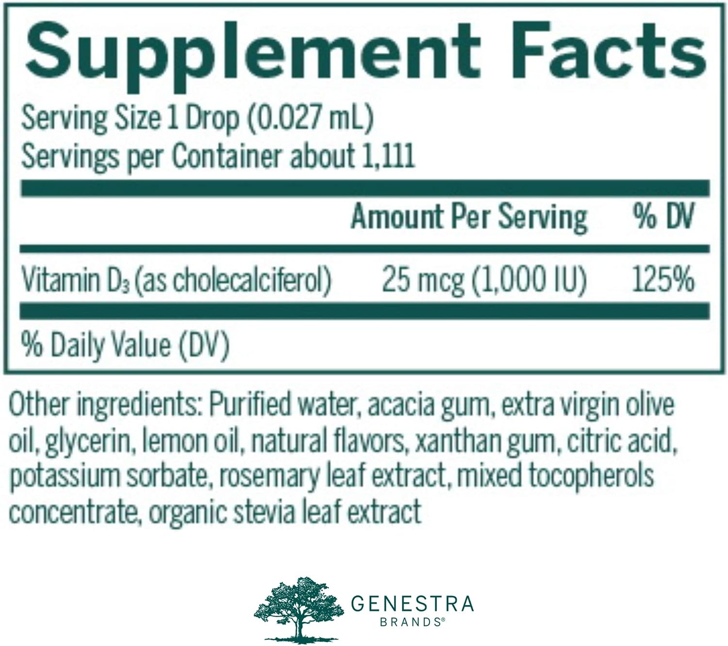 Genestra Brands D-Mulsion 1000 - Liquid Vitamin D Supplement - Natural Lemon Flavour - 1 Fl Oz (30 ml) - görsel 2