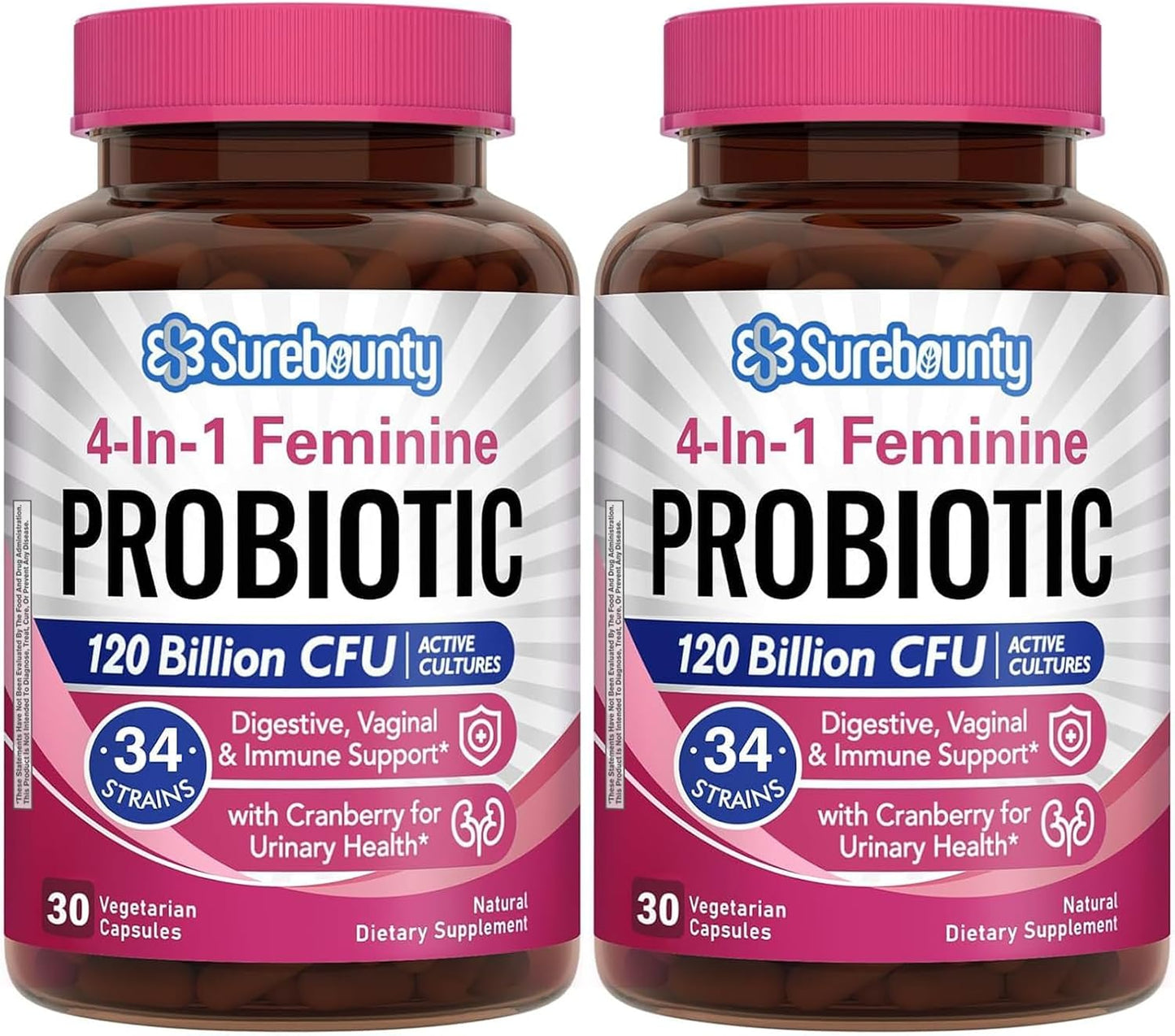 Surebounty Probiotics for Women – 120 Billion CFU, 34 Strains, Prebiotics & Cranberry (30 Capsules) - görsel 8