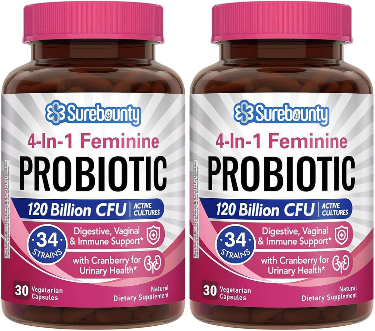 Surebounty Probiotics for Women – 120 Billion CFU, 34 Strains, Prebiotics & Cranberry (30 Capsules) - görsel 8