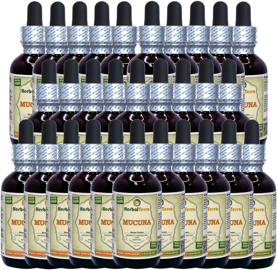 HerbalTerra Mucuna (Mucuna Pruriens) Tincture, Organic Dried Seeds Liquid Extract - 30x60 ml - görsel 1
