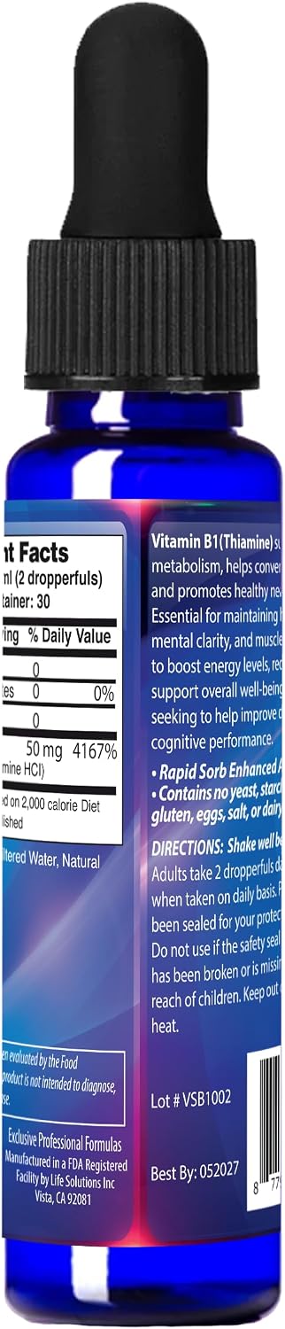 Dr's Advantage Liquid Vitamin B1 Dropper 60ml - Thiamine B1 Supplement for Energy and Nervous System Support - görsel 4
