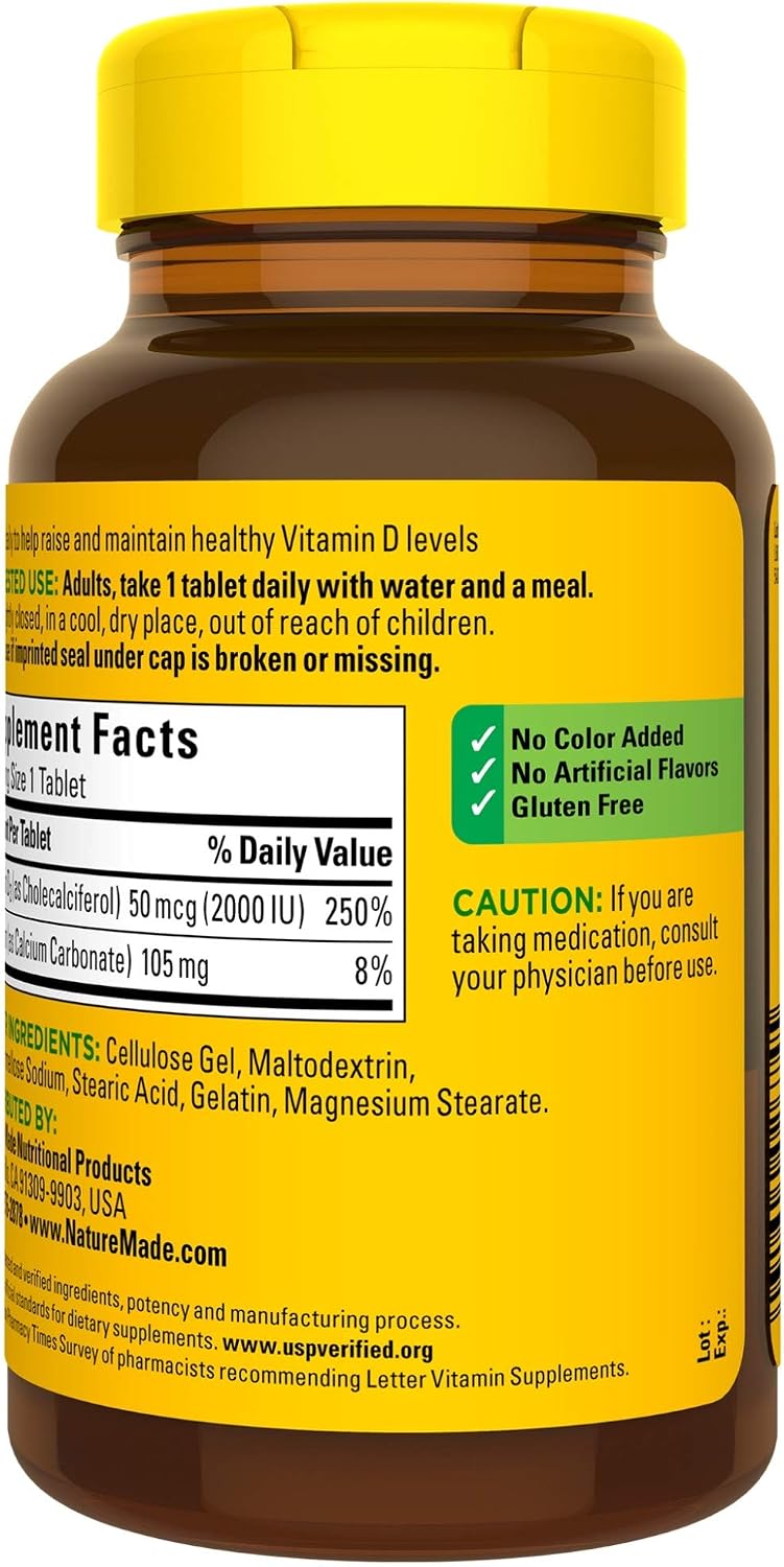 Nature Made Vitamin D3 2000 IU (50 mcg), 220 Tablets - görsel 9
