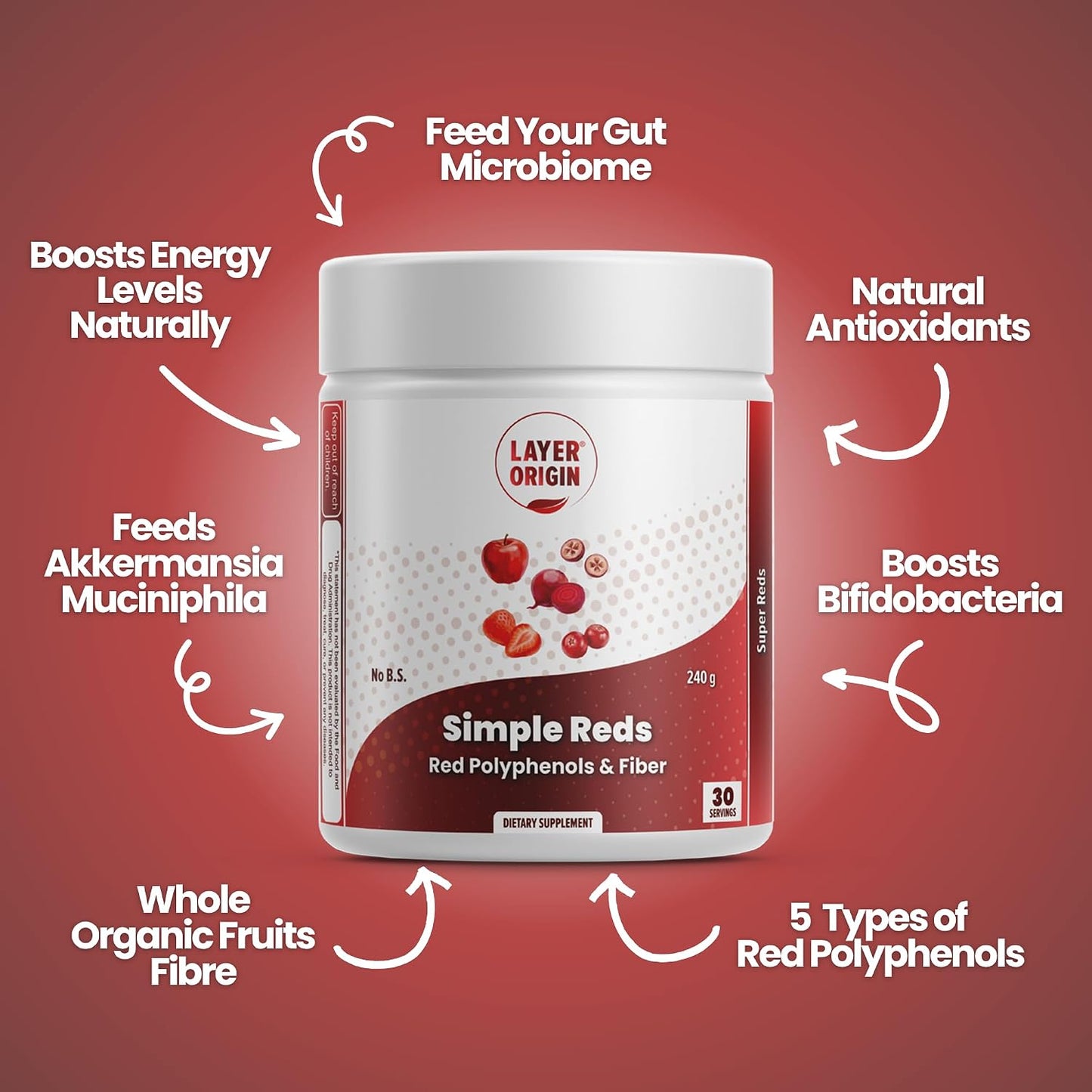 Simple Reds - Organic Red Polyphenols Whole Fruit Powder | Only Real Red Whole Fruits & Zero-fillers | 30 Servings - görsel 2