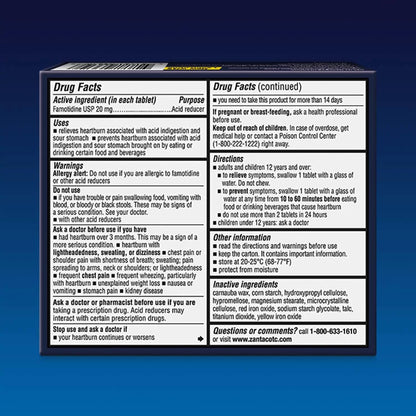 Zantac 360 Maximum Strength Tablets, 50 Tablets, Heartburn Relief, 20 mg