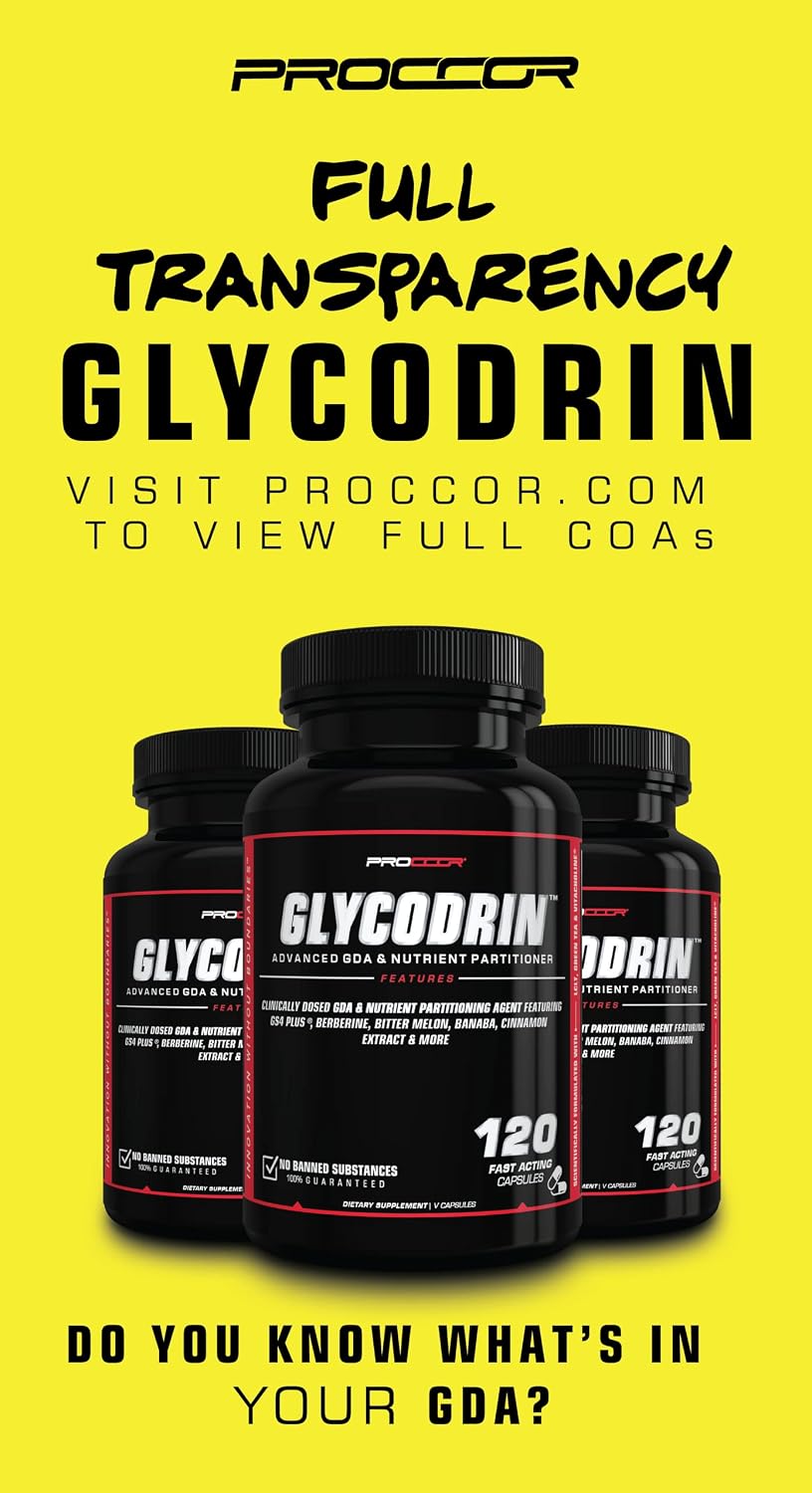 PROCCOR GLYCODRIN - GDA with Berberine, Cinnamon, Banaba, Bittermelon, Panax Ginseng, GS4 Plus and More; 120 Vegan Capsules (60 Servings) - görsel 3