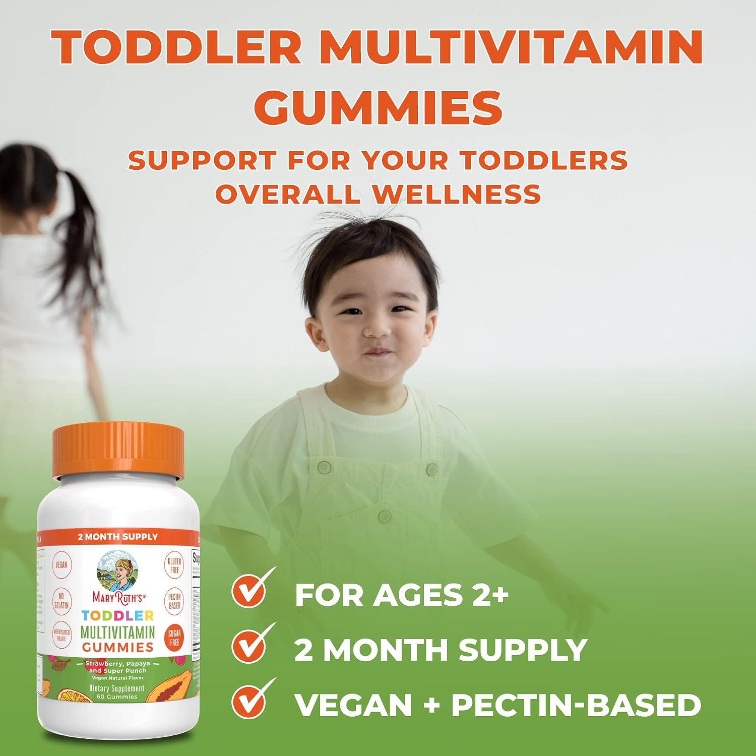 MARYRUTH'S Sugar Free Vitamin Gummies for Kids Age 2+ - Multivitamin with Vitamin C, D3, Zinc - 60 Count - görsel 4